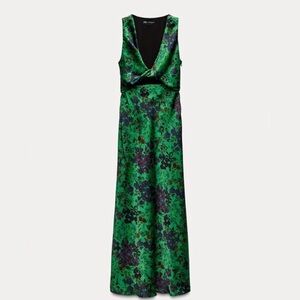 Zara Vibrant Green and Purple Maxi Dress